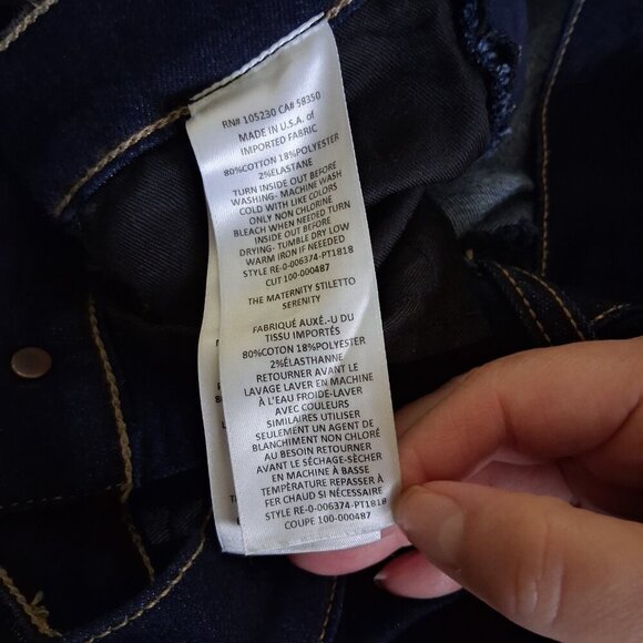 Current/Elliot x Hatch Size 27 The Maternity Stiletto Serenity Dark Wash Jeans - Picture 5 of 14